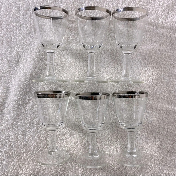 Vintage Silver Rim Footed French Crystal Shot Glasses 7 Cordial Glasses Aperitif - Picture 10 of 14